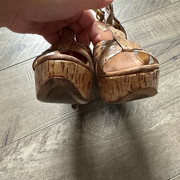 Miu Miu T Strap Python Snake Print Leather Platform Heels 38 - Picture 5 of 5